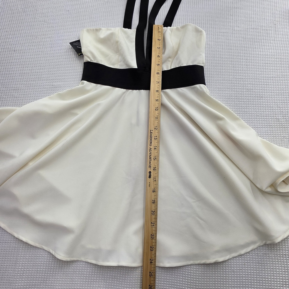 Coquette Black White Mini Dress Women’s M Contrast Strap Cocktail Party Clubwear - Picture 6 of 9